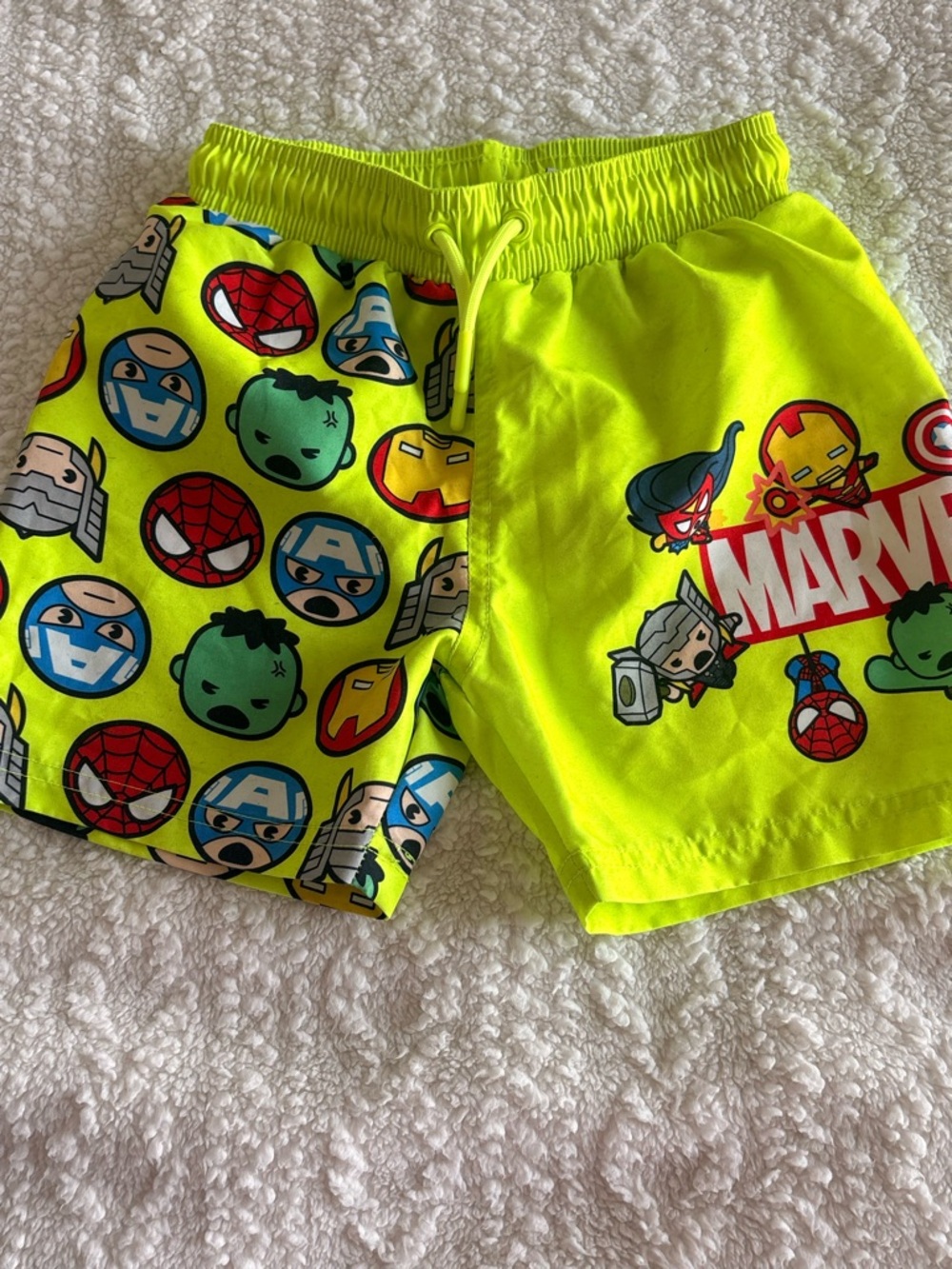 Marvel Neon Lime Green Kids Swim Shorts